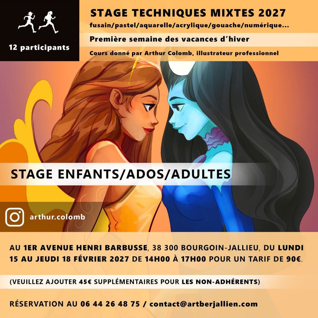 STAGE MANGA, dessin, illustration peinture à l'Art Berjallien en février 2027 à Bourgoin-Jallieu