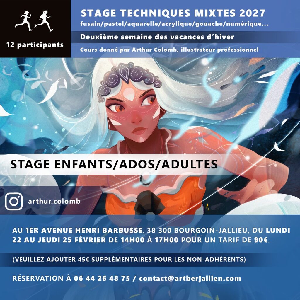 STAGE MANGA, dessin, illustration peinture à l'Art Berjallien en février 2027 à Bourgoin-Jallieu